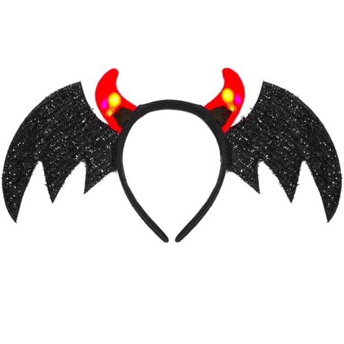 Sunwuun Karneval Halloween Deko FledermausTeufelshörner mit LED, Flügel Teufel Hörner Leuchtend Haarschmuck Haarreifen Männer Damen Kinder,Karneval Halloween Cosplay Party Teufel Kostüm Zubehör Sunwuun Karneval Halloween Deko FledermausTeufelshörner mit LED, Flügel Teufel Hörner Leuchtend Haarschmuck Haarreifen Männer Damen Kinder,Karneval Halloween Cosplay Party Teufel Kostüm Zubehör von Sunwuun