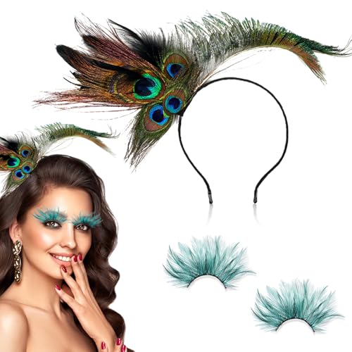 Sunwuun Pfau Kopfschmuck Karneval mit Wimpern Federn,Pfauenfedern Haarschmuck,Künstliche Grün Wimpern Karneval,Kostüm Pfau Damen,Karneval Fasching Maskerade Party Zubehör Sunwuun Pfau Kopfschmuck Karneval mit Wimpern Federn,Pfauenfedern Haarschmuck,Künstliche Grün Wimpern Karneval,Kostüm Pfau Damen,Karneval Fasching Maskerade Party Zubehör von Sunwuun