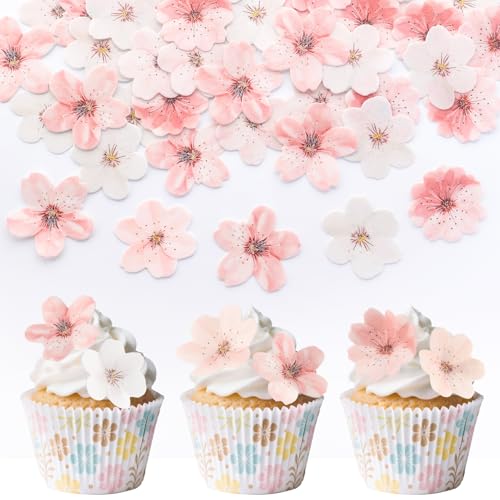 Suofuolef 50 Stück Kirschblüte Tortendeko Essbar, Rosa 3D Blume Kuchen Deko, Essbare Cupcake Deko für Hochzeit, Geburtstag, Jubiläum Suofuolef 50 Stück Kirschblüte Tortendeko Essbar, Rosa 3D Blume Kuchen Deko, Essbare Cupcake Deko für Hochzeit, Geburtstag, Jubiläum von Suofuolef