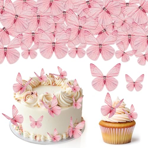 Suofuolef 72 Stück Schmetterlinge Tortendeko Essbar, Rosa 3D Kuchen Deko, Essbare Cupcake Deko für Hochzeit, Geburtstag, Jubiläum Suofuolef 72 Stück Schmetterlinge Tortendeko Essbar, Rosa 3D Kuchen Deko, Essbare Cupcake Deko für Hochzeit, Geburtstag, Jubiläum von Suofuolef