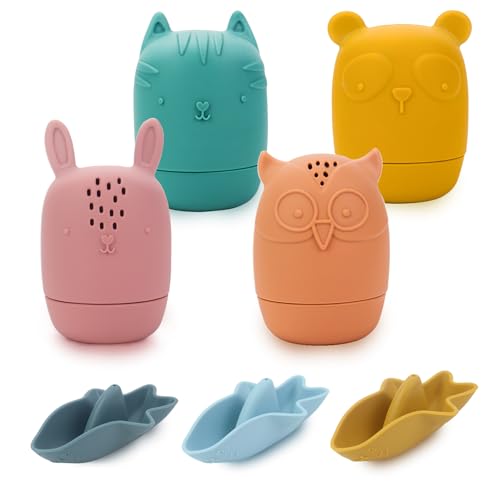 Suofuolef 7er Set Badewannenspielzeug, Silikon Badespielzeug Baby Spritztiere Badespielzeug Baby Badespielzeug von Suofuolef