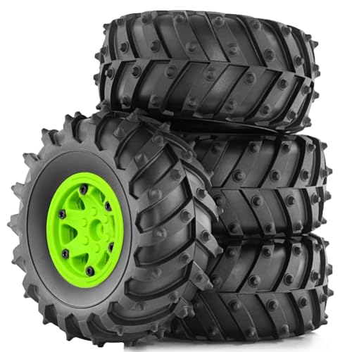 Suoumwa 4 Stück 128 mm 1/10- Beadlock-Felgengummireifensatz für 1/10 RC Crawler Car TRX4 D90 D110 Axial SCX10 Grün von Suoumwa
