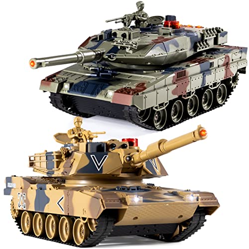 1/24 Rc Panzer, Fernbedienung Panzer Usa M1A2 und Deutscher Leopard II Armeepanzer, Modellbau Panzer 2.4Ghz mit Schussfunktion, Panzer Spielzeug Geeignet für Kinder ab 6 Jahren, Mit Licht und Rauch von Supdex