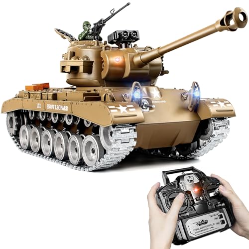 1:18 RC Panzer M26 Pershing, 2.4GHz Panzer Ferngesteuert mit Schussfunktion, Ferngesteuertes Panzer Spielzeug mit Metallketten, Rauch, Licht, Sound, Armee Spielzeug für Kinder Erwachsene 1:18 RC Panzer M26 Pershing, 2.4GHz Panzer Ferngesteuert mit Schussfunktion, Ferngesteuertes Panzer Spielzeug mit Metallketten, Rauch, Licht, Sound, Armee Spielzeug für Kinder Erwachsene von Supdex