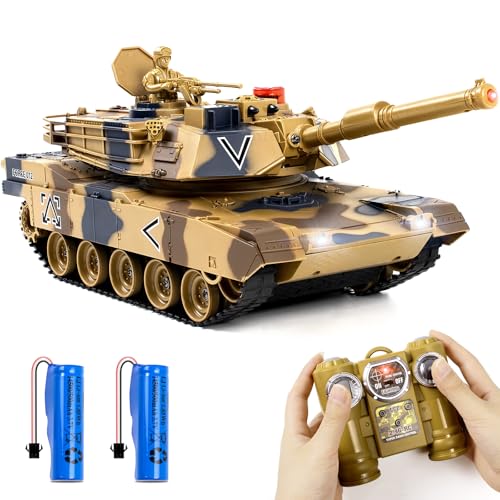 RC Panzer, Fernbedienung Panzer 1/24 Modellbau mit Schussfunktion, USA M1A2 Ferngesteuerter Kampfpanzer 2.4GHz RC Spielzeug, Panzer für Kinder ab 6 Jahren Jungen von Supdex
