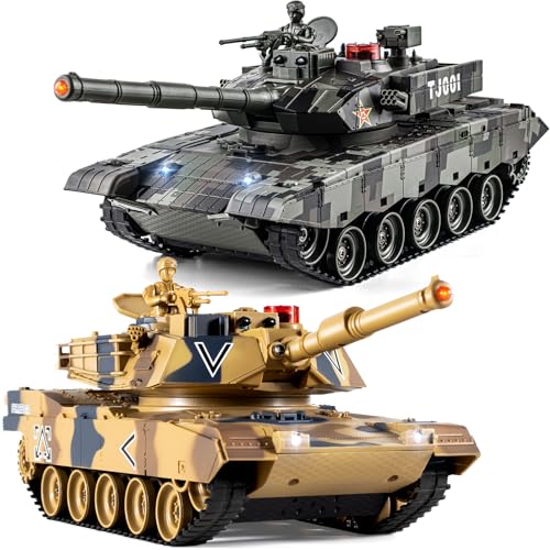 Rc Panzer, 1/24 Fernbedienung Panzer, USA M1A2 und China 99 Armeepanzer, Modellbau Panzer 2.4Ghz mit Licht und Rauch, Panzer Spielzeug Geeignet für Kinder ab 6 Jahren Geschenk für Jungen von Supdex