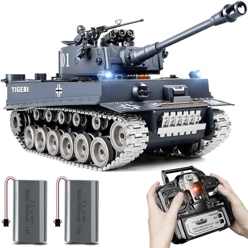 Supdex 1:18 RC Panzer, 2.4GHz Legierungsmetall Deutscher Tiger I Ferngesteuertes Armee-Modellspielzeug mit der Airsoft-BBS und Wasserbomben Erwachsene und Kinder Supdex 1:18 RC Panzer, 2.4GHz Legierungsmetall Deutscher Tiger I Ferngesteuertes Armee-Modellspielzeug mit der Airsoft-BBS und Wasserbomben Erwachsene und Kinder von Supdex