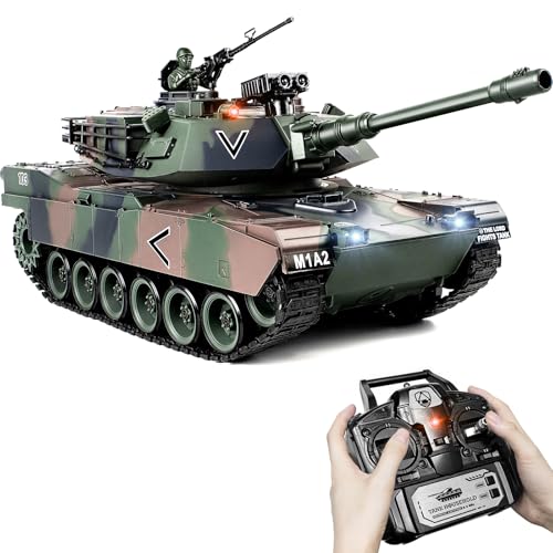 RC Panzer 1/18 USA M1A2 Abrams Armeegrün, 2.4GHz Panzer Ferngesteuert mit Schussfunktion, WW2 Panzer Modell, Kampfpanzer mit Rauch, Spielzeug mit Licht und Sound für Erwachsene und Kinder RC Panzer 1/18 USA M1A2 Abrams Armeegrün, 2.4GHz Panzer Ferngesteuert mit Schussfunktion, WW2 Panzer Modell, Kampfpanzer mit Rauch, Spielzeug mit Licht und Sound für Erwachsene und Kinder von Supdex