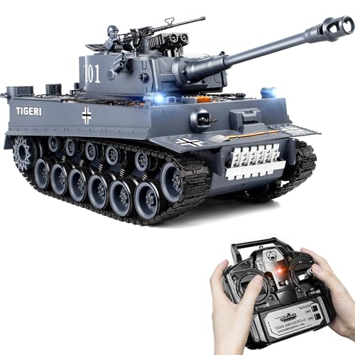 RC Panzer 1/18 Deutscher Tiger I, 2.4GHz Panzer Ferngesteuert, WW2 Panzer Modell, Kampfpanzer mit Rauch, Panzer Spielzeug mit Licht und Sound, Militärspielzeug für Erwachsene und Kinder RC Panzer 1/18 Deutscher Tiger I, 2.4GHz Panzer Ferngesteuert, WW2 Panzer Modell, Kampfpanzer mit Rauch, Panzer Spielzeug mit Licht und Sound, Militärspielzeug für Erwachsene und Kinder von Supdex