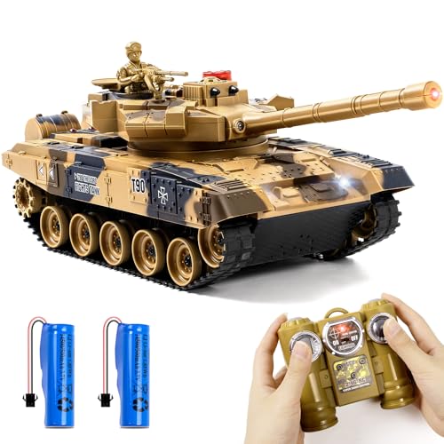 Supdex RC Panzer, Fernbedienung Panzer 1/24 RC Modellbau Russian T90, 2.4GHz Panzer Modell, Soundeffekten und Vibrationsfeedback, für Kinder ab 6 Jahren Militär-Sammler von Supdex