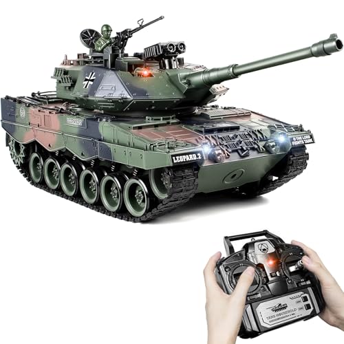Supdex RC Panzer 1/18 Leopard II, 2.4GHz Panzer Ferngesteuert mit Schussfunktion, Ferngesteuertes Armee Modellspielzeug mit Airsoft BBS und Wasserbomben für Erwachsene und Kinder Supdex RC Panzer 1/18 Leopard II, 2.4GHz Panzer Ferngesteuert mit Schussfunktion, Ferngesteuertes Armee Modellspielzeug mit Airsoft BBS und Wasserbomben für Erwachsene und Kinder von Supdex