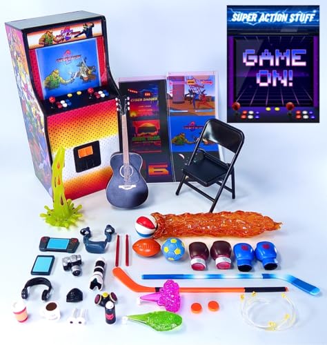 Super Action Stuff Game On Arcade Actionfiguren-Zubehör-Set mit LED-Licht (Katzen mit Messern, 2 W/Licht) von Super Action Stuff