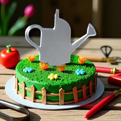 Acryl-Kuchenaufsatz, Gießkannen-Silhouetten-Design, Garten-Mottoparty-Dekoration Acryl-Kuchenaufsatz, Gießkannen-Silhouetten-Design, Garten-Mottoparty-Dekoration von Super Cool Creations
