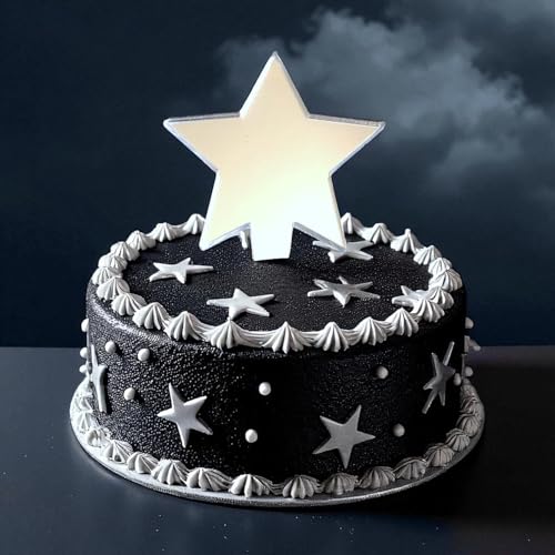 Stern-Kuchenaufsatz, silberfarben, spiegelnd, 10 cm von Super Cool Creations