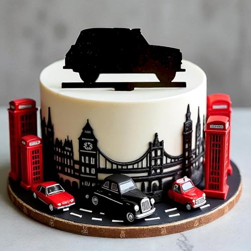 Tortenaufsatz, klassisches Auto, schwarze Silhouette, Kuchendekoration, 10 cm Tortenaufsatz, klassisches Auto, schwarze Silhouette, Kuchendekoration, 10 cm von Super Cool Creations