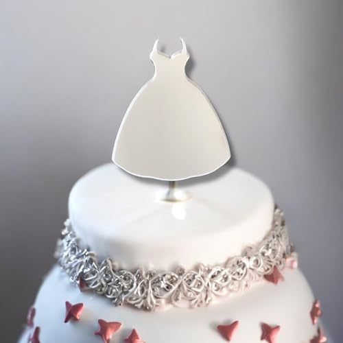 Tortenaufsatz für Hochzeitskleid, silberfarbenes Acryl, 10 cm Tortenaufsatz für Hochzeitskleid, silberfarbenes Acryl, 10 cm von Super Cool Creations