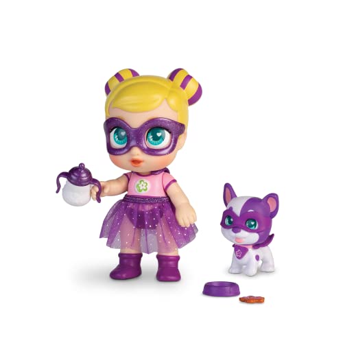 Super Cute Glitzy Cool Minipuppe mit Hündchen - Sofi und Wanda, 12 cm große, bewegliche Puppe mit Welpe, Superheldenkostümen und Zubehör, geeignet ab 4 Jahren von SUPER CUTE LITTLE BABIES