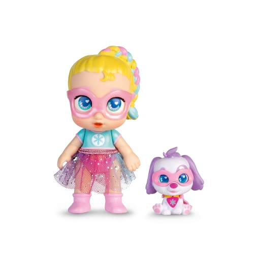 Super Cute Glitzy Cool Minipuppe mit Hündchen - Regi und Snowball, 12 cm große, bewegliche Puppe mit Welpe, Superheldinnenkostümen und Zubehör, geeignet ab 4 Jahren von SUPER CUTE LITTLE BABIES