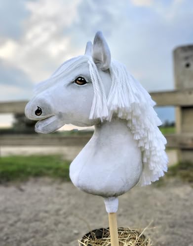 Hobby Horse Großes Pferd auf Stock Premium - Weiß A3 von Super Hobby Horse