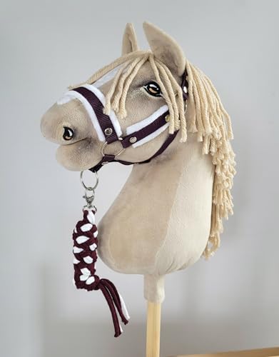 Hobby Horse Set Halfter A3 mit weißem Fell + Lanyard - Weiß und Pflaume Kein Pferd im Lieferumfang enthalten von Super Hobby Horse
