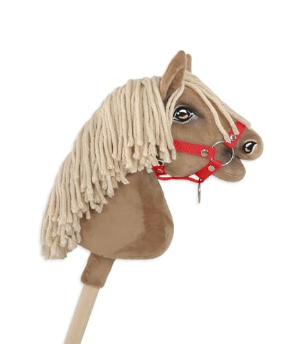 Hobby Horse A4 Pferdehalfter, befestigt, klein. Set ohne Pferd. Rot. von Super Hobby Horse