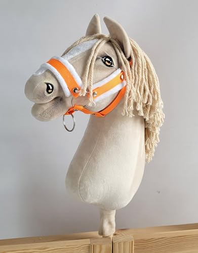 Pferdemanschette Hobby Horse A3 Neon orange weißes Fell von Super Hobby Horse