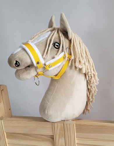 Verstellbares Halfter für Hobby Horse A3 mit Fell. Set ohne Pferd. gelb mit weißem Fell von Super Hobby Horse