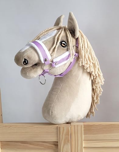 Verstellbares Halfter für Hobby Horse A3 mit Fell. Set ohne Pferd. lila mit weißem Fell von Super Hobby Horse