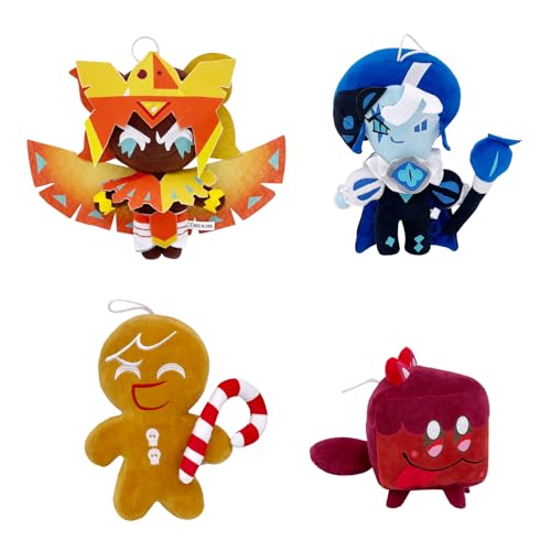 Super JAKES Shadow Milk Cookie Plush, Cookie Run Kingdom Plushies Pillow for Game Fans,Stuffed Figure Doll Birthday for Boys Girls (4PCS) von Super JAKES