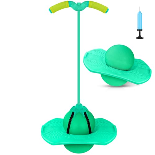 Super-Life Pogo Jumper mit Griff und Ballpumpe, Hochsprungspielzeug Bounce Jump Trick Board Pogo Bouncing Ball Sicher und Spaß Pogo Stick für Kinder Jungen Mädchen und Erwachsene (Grün) von Super-Life