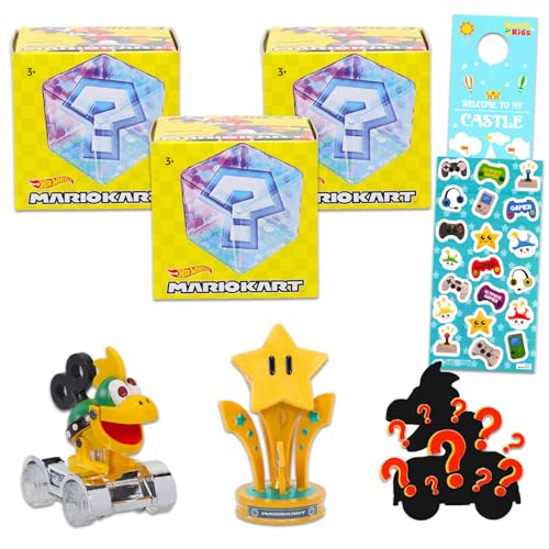 Hot Wheels Super Mario Blindbox Spielzeugset - Bündel von 3 Pack Hot Wheels Blindtaschen Spielzeugautos, Aufkleber, mehr | Super Mario Autos für Jungen, Mädchen Hot Wheels Super Mario Blindbox Spielzeugset - Bündel von 3 Pack Hot Wheels Blindtaschen Spielzeugautos, Aufkleber, mehr | Super Mario Autos für Jungen, Mädchen von Super Mario