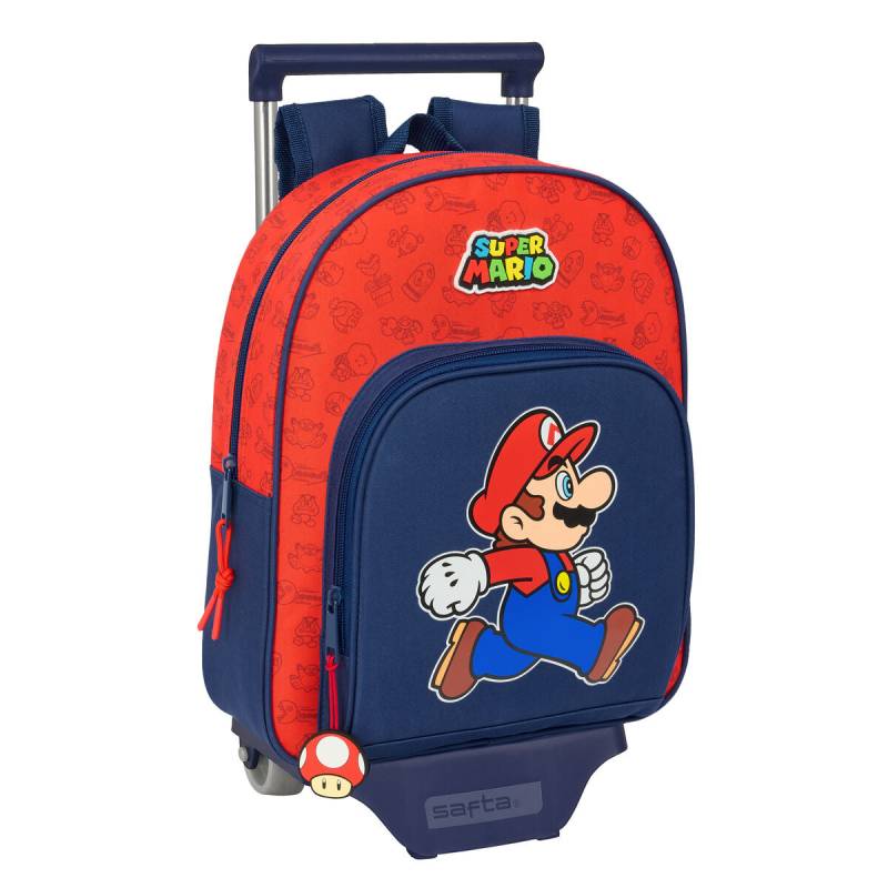 Schulrucksack mit Rädern Super Mario Trick Rot Dunkelblau 28 x 34 x 10 cm von Super Mario