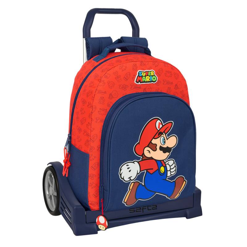 Schulrucksack mit Rädern Super Mario Trick Rot Dunkelblau 32 x 42 x 15 cm von Super Mario