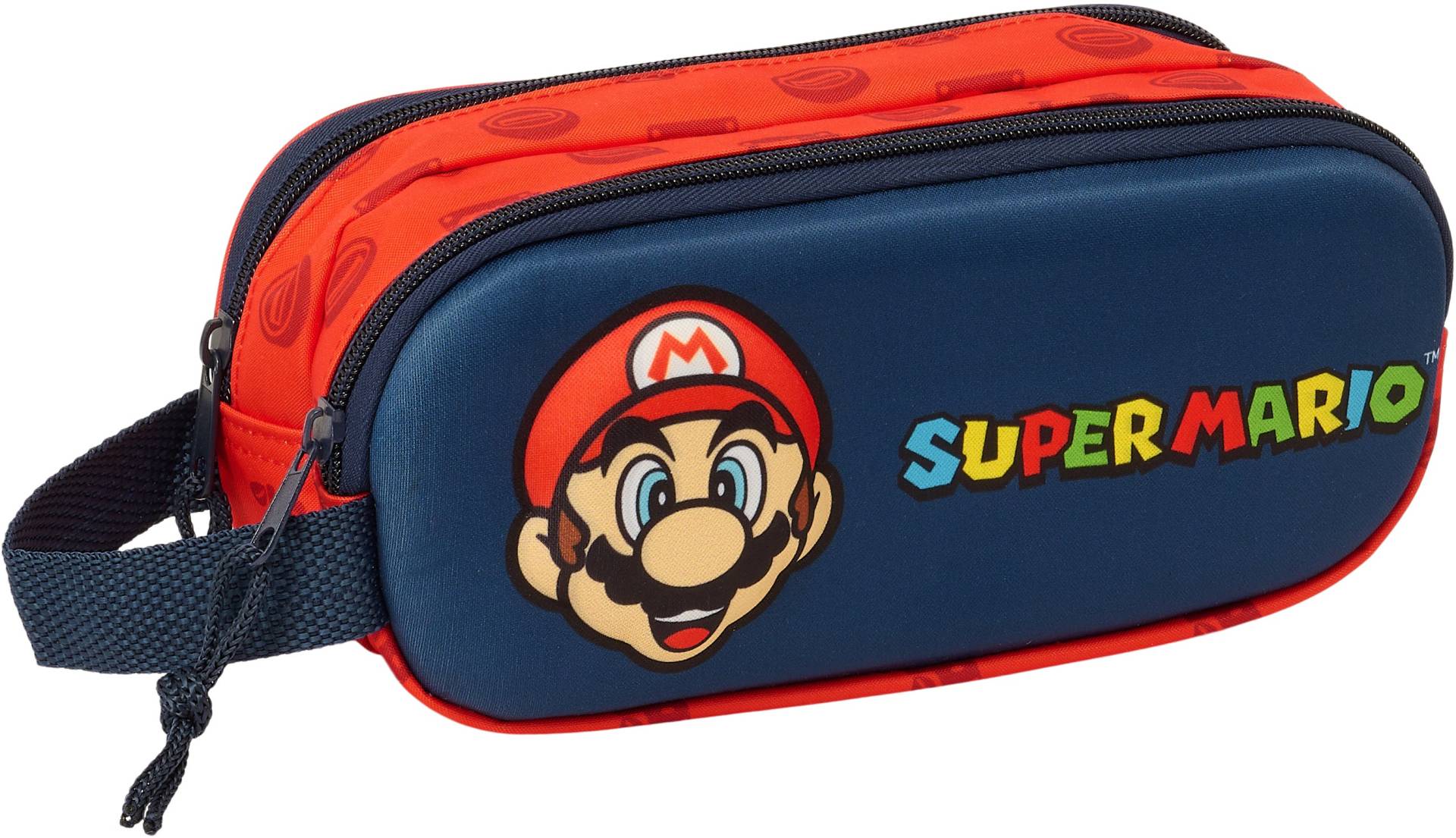 Super Mario 3D Doppel-Federmäppchen, Rot/Marineblau von Super Mario