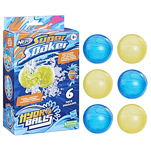 Nerf Super Soaker Hydro Balls 6er-Pack, Wiederverwendbare, mit Wasser befüllbare Bälle von Hasbro Super Soaker