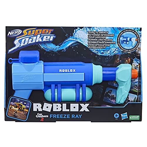 Super Soaker F3781 Nerf, Roblox Car Crushers 2: Freeze Ray, exklusiver virtueller Objektcode, Pumpmechanismus, Mehrfarbig von Super Soaker