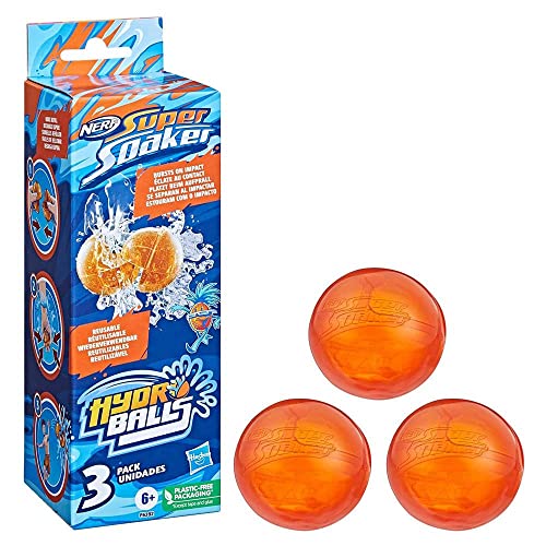 NERF Super Soaker Hydro Balls 3er-Pack, Wiederverwendbare, mit Wasser befüllbare Bälle, (F6392) von Hasbro Super Soaker