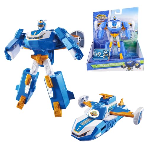 Super Wings 2-in-1 Mini World Aircraft Verwandlungsroboter mit Licht- und Soundeffekten, Transformable Spielzeug für Mädchen und Jungen ab 3 Jahren, blau von Super Wings