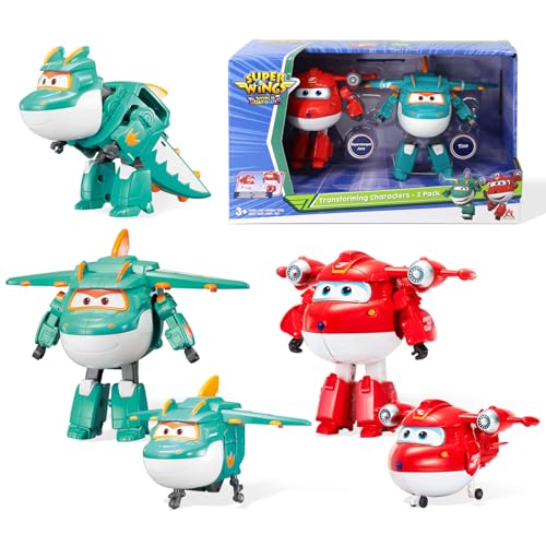 Super Wings 5" Transforming Characters 2-Pack Transforming Supercharged Jett + Tino, Transformer Spielzeug für 3+ Jahre Alten Jungen Mädchen, Rot Super Wings 5" Transforming Characters 2-Pack Transforming Supercharged Jett + Tino, Transformer Spielzeug für 3+ Jahre Alten Jungen Mädchen, Rot von Super Wings