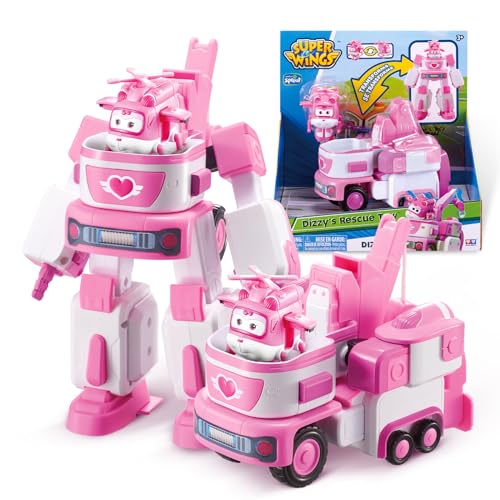 Super Wings EU720314 - Transformations-Fahrzeug Dizzy Rescue Tow, ca. 14,5 cm große Spiel-Figur für Kinder, verwandelbares Spiel-Flugzeug und Fahrzeug, Rosa Super Wings EU720314 - Transformations-Fahrzeug Dizzy Rescue Tow, ca. 14,5 cm große Spiel-Figur für Kinder, verwandelbares Spiel-Flugzeug und Fahrzeug, Rosa von Super Wings