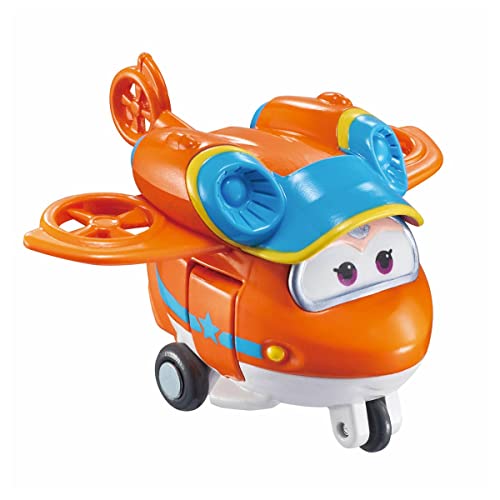 Super Wings EU750030 - Transform-a-Bots Flugzeug Sunny, ca. 5 cm große Spiel-Figur für Kinder, verwandelbares Spielzeug-Flugzeug und Roboterfigur, Orange, 2" von Super Wings