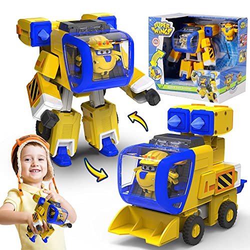 Super Wings EU750322 - Transformierender New Robot Suit Donnie, ca. 23 cm große Spiel-Figur für Kinder, verwandelbares Spielzeug-Flugzeug und Roboterfigur, Gelb Super Wings EU750322 - Transformierender New Robot Suit Donnie, ca. 23 cm große Spiel-Figur für Kinder, verwandelbares Spielzeug-Flugzeug und Roboterfigur, Gelb von Super Wings