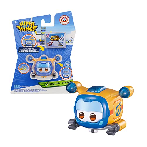Super Wings Toys for 3 4 5 6 7 8 9 Year Old Boy Girl , Donnie Super Pet w/ Light Facial Expressions Interchanging Gift, Yellow von Super Wings