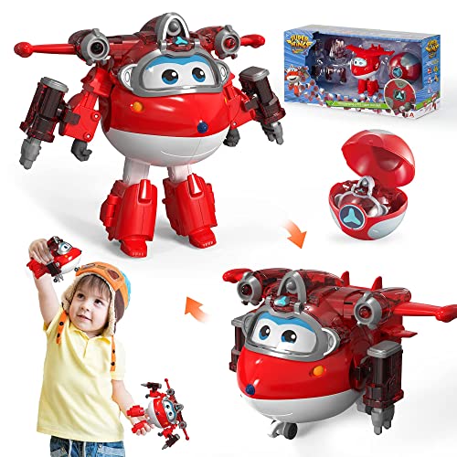 Super Wings EU760963 - Transforming Jett & Steel Power Ball, ca. 12,7 cm große verwandelbare Spiel-Figur mit 1 Superball und Zubehör, für Kinder ab 3 Jahren von Super Wings