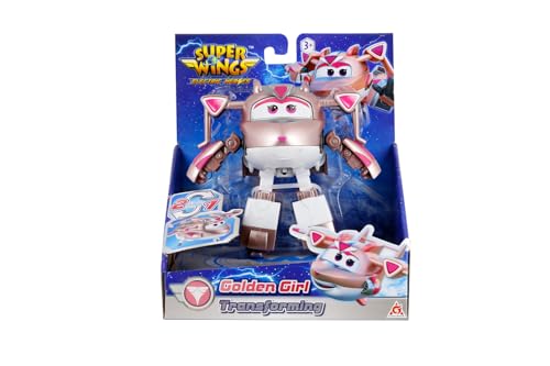 Super Wings EU780233 - Transformations-Flugzeug Golden Girl in Rosegold-Weiß, ca. 12,5 cm große Spielfigur für Kinder, verwandelbares Spielzeug-Flugzeug und Roboterfigur Super Wings EU780233 - Transformations-Flugzeug Golden Girl in Rosegold-Weiß, ca. 12,5 cm große Spielfigur für Kinder, verwandelbares Spielzeug-Flugzeug und Roboterfigur von Super Wings