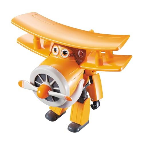 Super Wings Transforming Grand Alber Spielflugzeug und Roboterfigur Verwandelbare Figur und Roboter aus der Zeichentrickserie Spielzeug für Kinder ab 3 Jahren – 12 cm, Orange von Auldeytoys