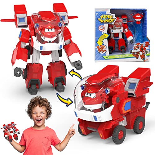 Super Wings Robot Toys - Jett Transformers Toy Cars Toy Trucks Avec Mini Jet Avion Jouets Pour Enfants 3 4 5 Ans von Super Wings