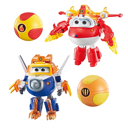 Super Wings S6 5 Zoll Transforming Jett & Paul - Super Power Robots Deformation zu Flugzeug Action Figuren Anime Kid Toys von Super Wings
