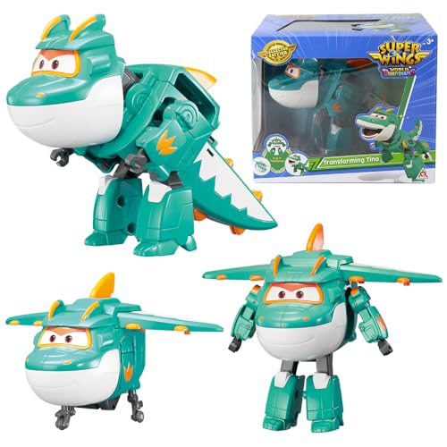 Super Wings Tino Dinosaur 5' Transforming Character Easy Transformation Preschool Kids Gift Toys for 3+ Year Old Boy Girl, Green Super Wings Tino Dinosaur 5' Transforming Character Easy Transformation Preschool Kids Gift Toys for 3+ Year Old Boy Girl, Green von Super Wings