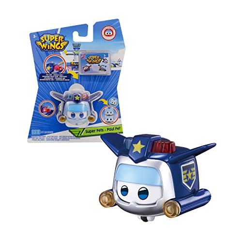 Super Wings Toys for 3 4 5 6 7 8 9 Year Old Boy Girl , Paul Super Pet w/ Light Facial Expressions Interchanging Gift, Blue von Super Wings